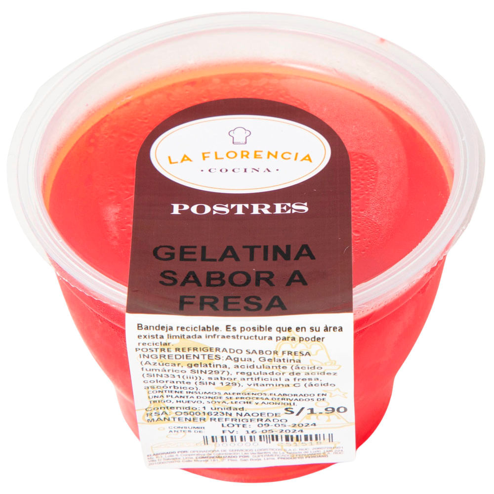 Gelatina Sabor Fresa PV x un