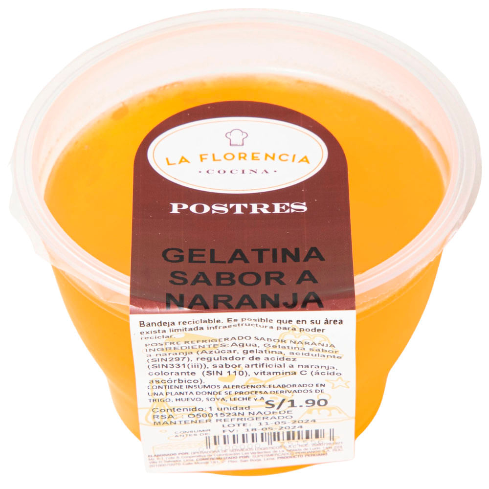 Gelatina Sabor Naranja PV x un
