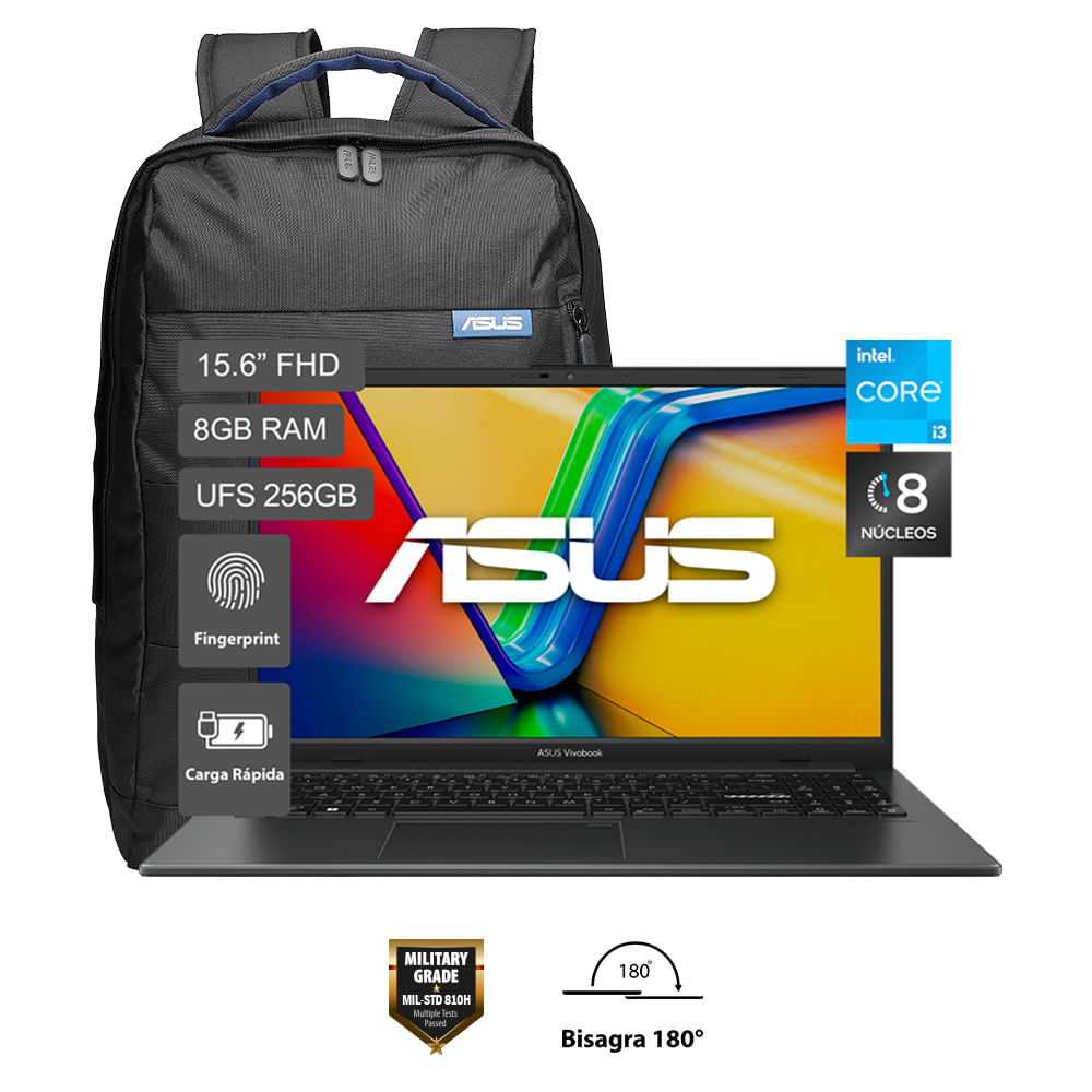 Laptop ASUS Vivobook Go 15 E1504GA-NJ301W 15.6"" Intel Core i3 12va generación 8GB 256GB SSD