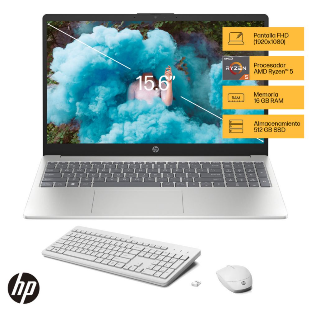 Laptop HP 15-fc0007la AMD Ryzen 5 16GB RAM 512GB SSD 15.6"" FHD
