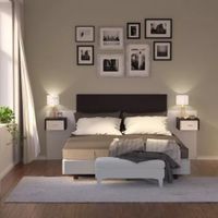 Cabecera de cama Margaret color Wengue/Blanco con Veladores TU MESITA
