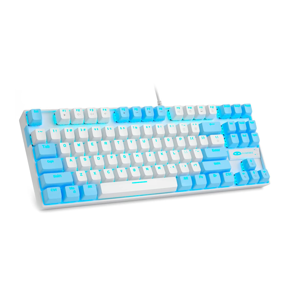 Teclado MageGee star-blue/red Mecánico 75% Blanco Azul  con Switch Rojo
