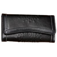 Billetera De Cuero Vacuno Tipo Sobre Para Dama W0013 Negra
