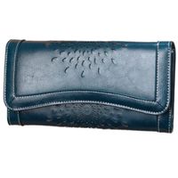 Billetera De Cuero Vacuno Tipo Sobre Para Dama W0013 Azul