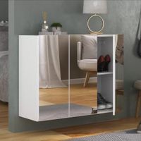 Zapatera Flotante Kristal con Espejo 3 puertas TU MESITA color Blanco