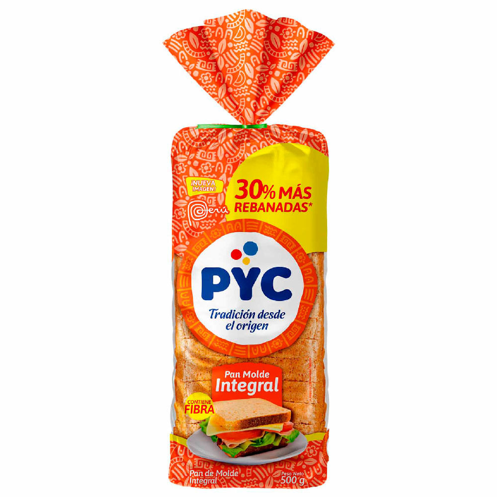 Pan de Molde Integral PYC Mediano Bolsa 500g