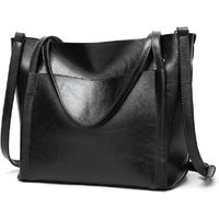 Bolso Elegante De Lujo Para Dama Moderno Portatil Cartera Cuero - Negro