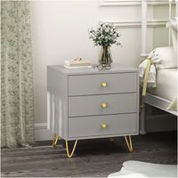 Velador Minimalista Sheena 3 Cajones Color Gris