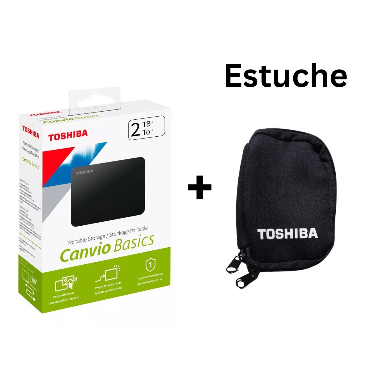 Disco Duro Externo 2 TB Toshiba Canvio Basics USB 3.0 + Estuche Funda