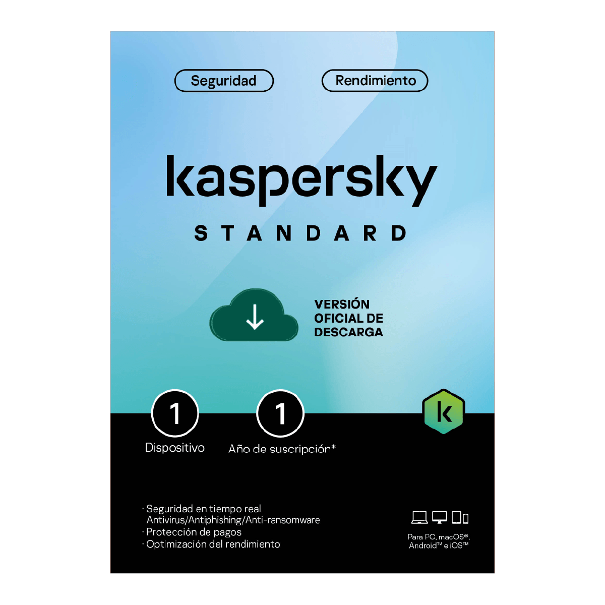 Antivirus Kaspersky Standar 1 dispositivo 1 año