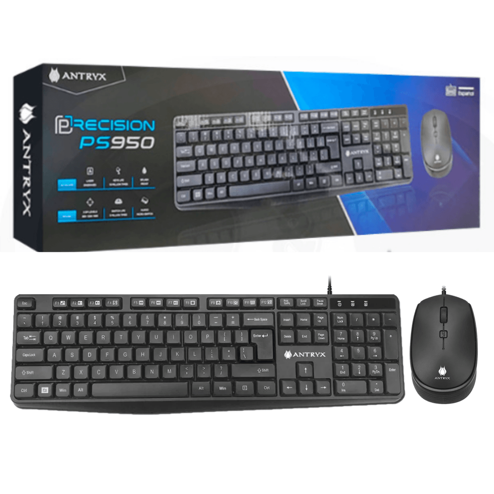 Kit Teclado Y Mouse Antryx Precision Ps950 Asc-Ps950k-Sp Negro Usb