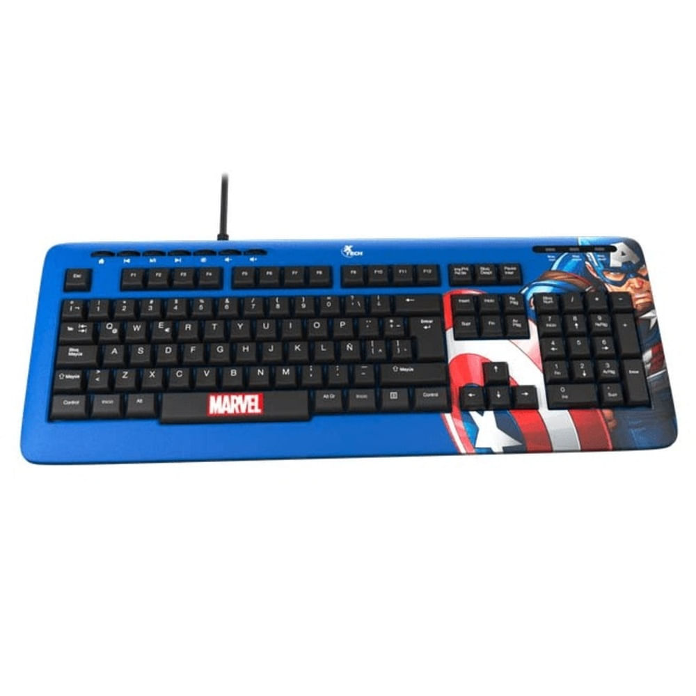 Teclado XTech XTK-M401CA Capitán América USB Azul ID223XTK08