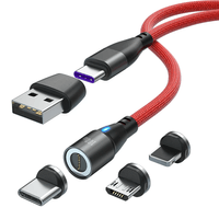 Cable Cargador Magnético 60w Greenport 6 En 1 / 2 Metros - 360 - Rojo