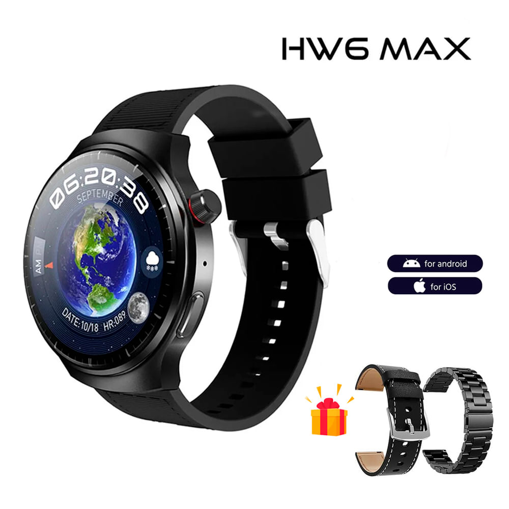 Smartwatch Hw6 Max Amoled Triple Correa Negro