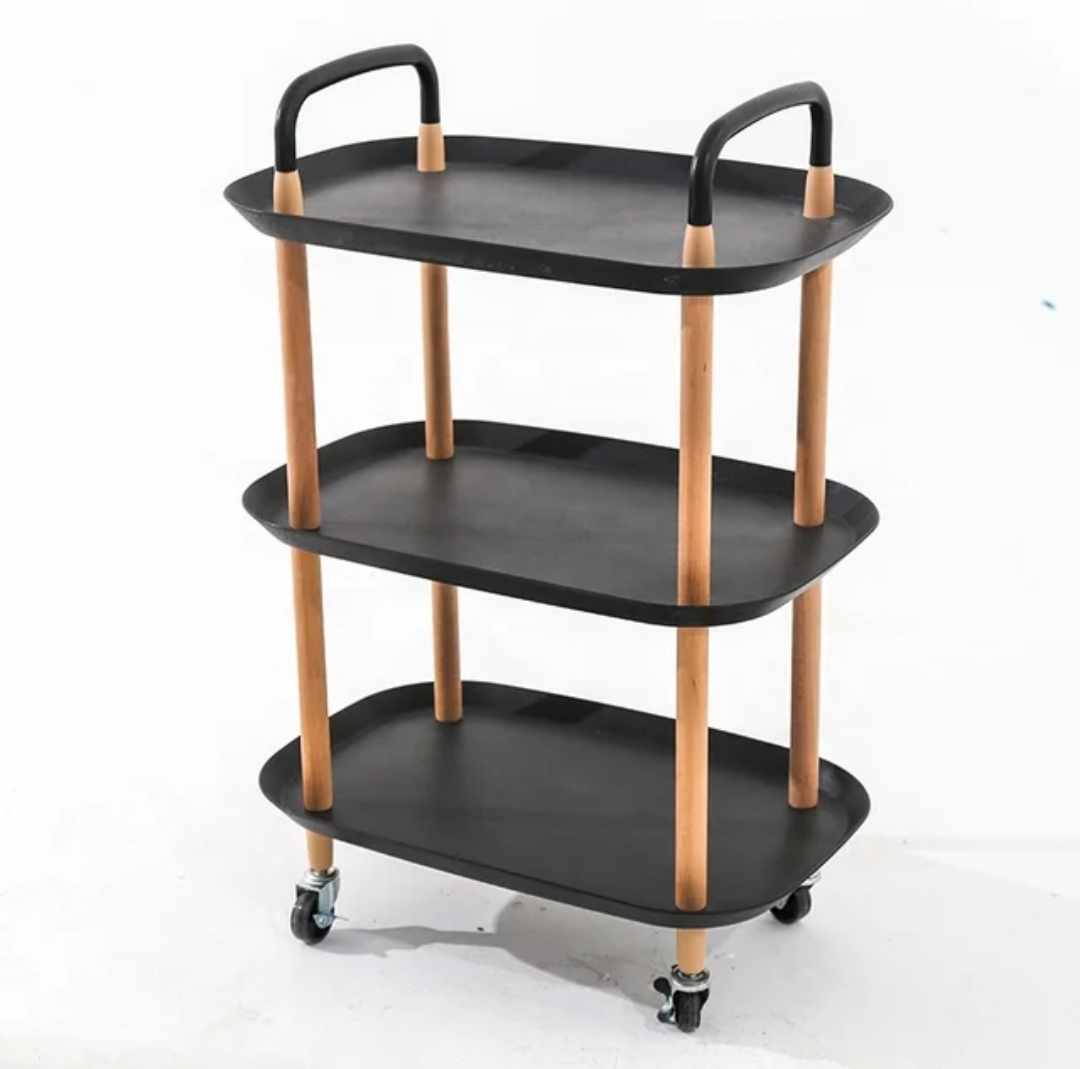 Mesa Auxiliar Rodante Multiusos Elegante de Madera Sala Hogar Oficina Mesa Centro Negro