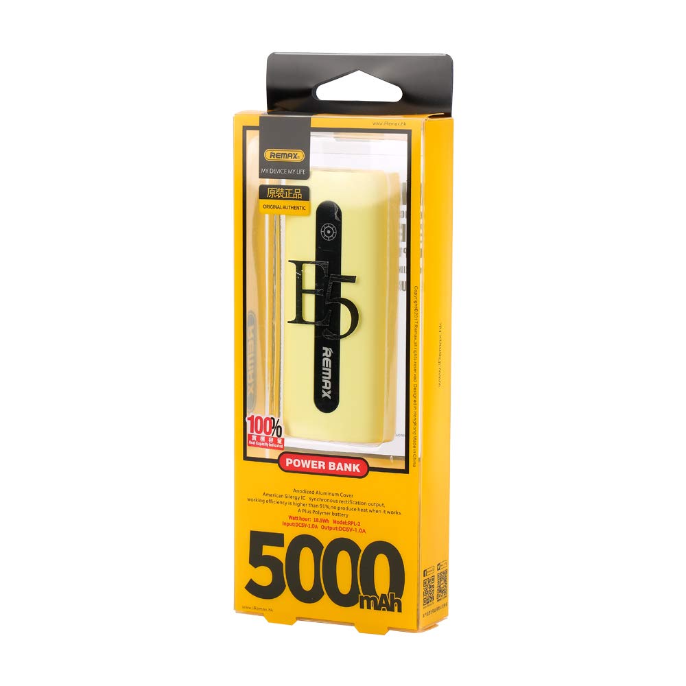 CARGADOR DE DISPOSITIVOS MOVILES POWER BANK REMAX RPL-2 5000MAH AMARILLO
