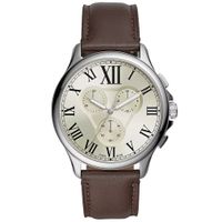Reloj Fossil Monty FS5638 Para Hombre Cronómetro Correa de Cuero Marrón Dial Marfil
