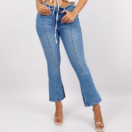 Pantalón Flare Jeans Mujer color Celeste 34