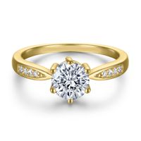 Anillo de Compromiso de Plata Bañado en Oro 18k Modelo 363 Talla 5