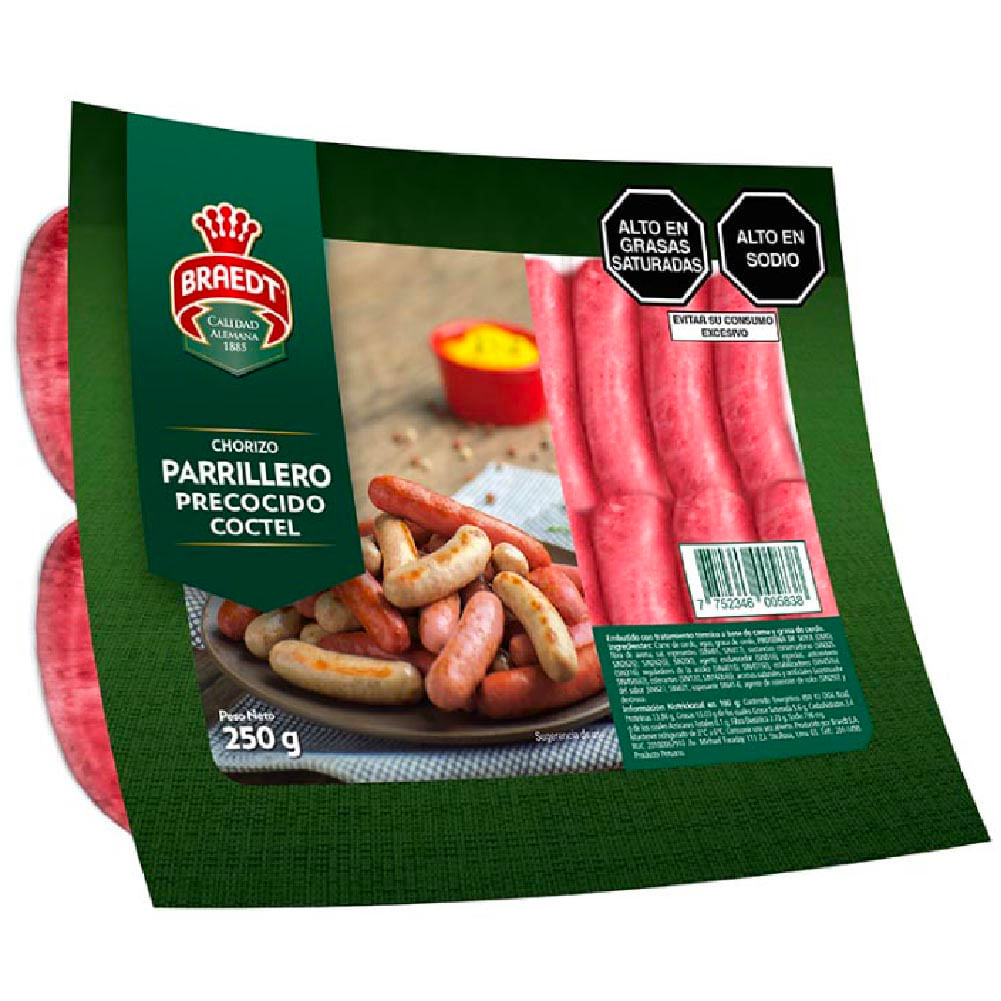 Chorizo Parrillero Precocido BRAEDT Cocktail Empaque 250g