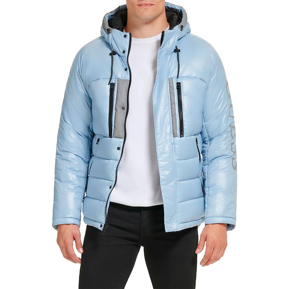 Chaquetas Guess Slim Fit Puffer Hombre Azules For Men Chaqueta