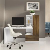 Escritorio con Armario Lamas color Blanco/Marrón 2 puertas TU MESITA