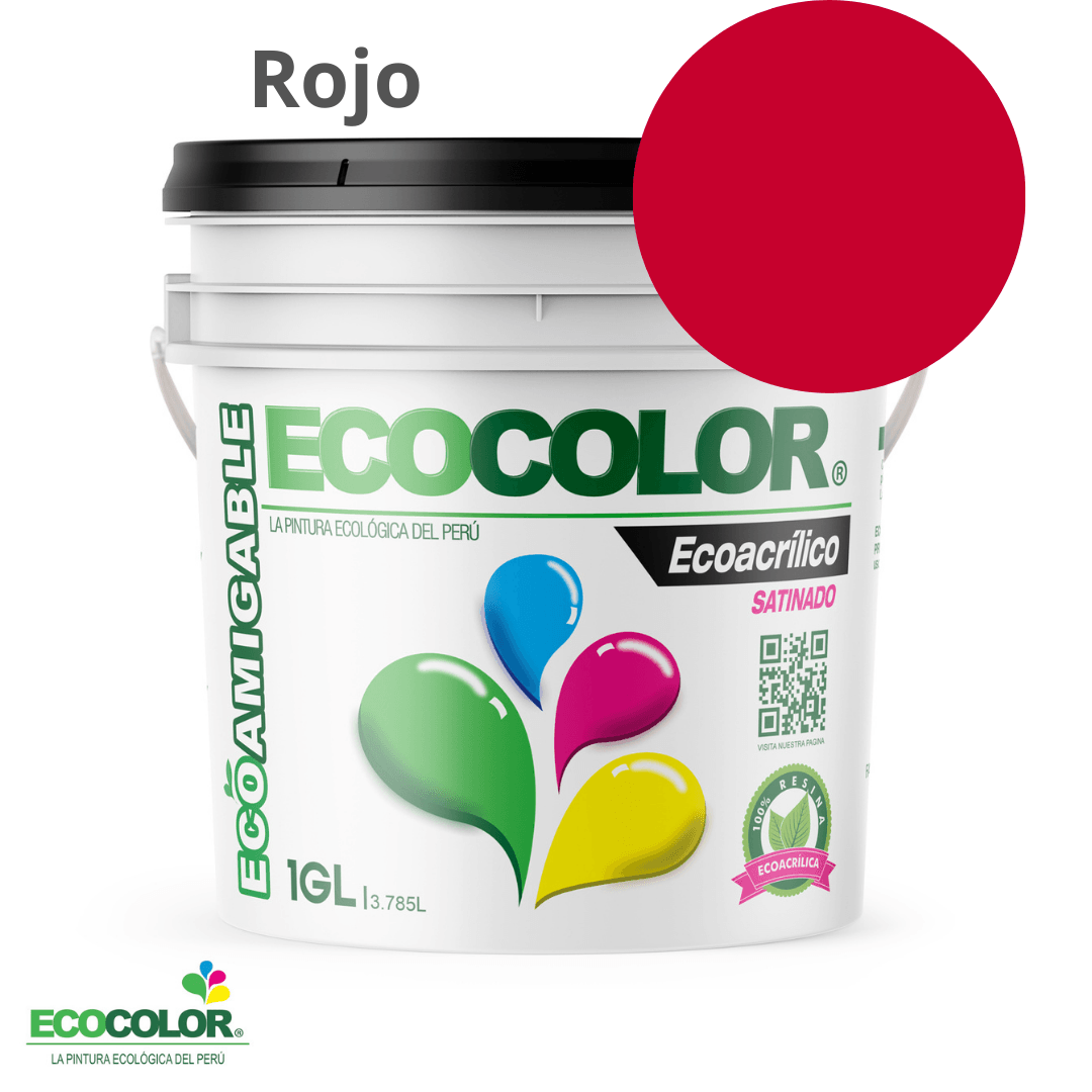 Pintura ECOACRILICO SATINADO 1 Galón Rojo