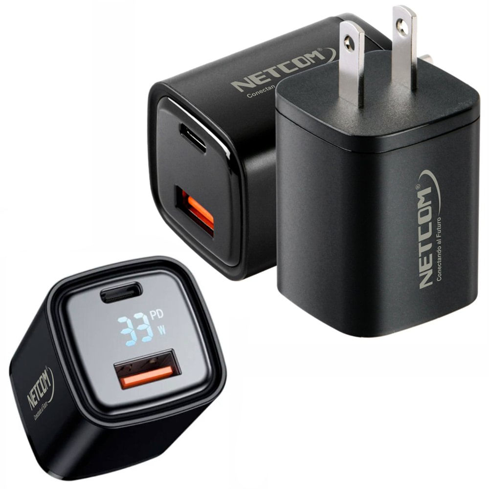 Cargador de Pared CARGA RAPIDA PD33W QC3.0 Usb 3.0 Tipo C NETCOM