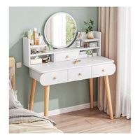 Tocador De Maquillaje Vintage Con Espejo Para Dormitorio Blanco