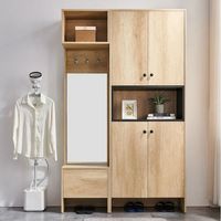 Zapatera Moderna Alta con Espejo Juliett Marrón Claro R&R MUEBLES