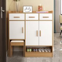 Zapatera Moderna con Banqueta Wally Marrón Claro R&R MUEBLES