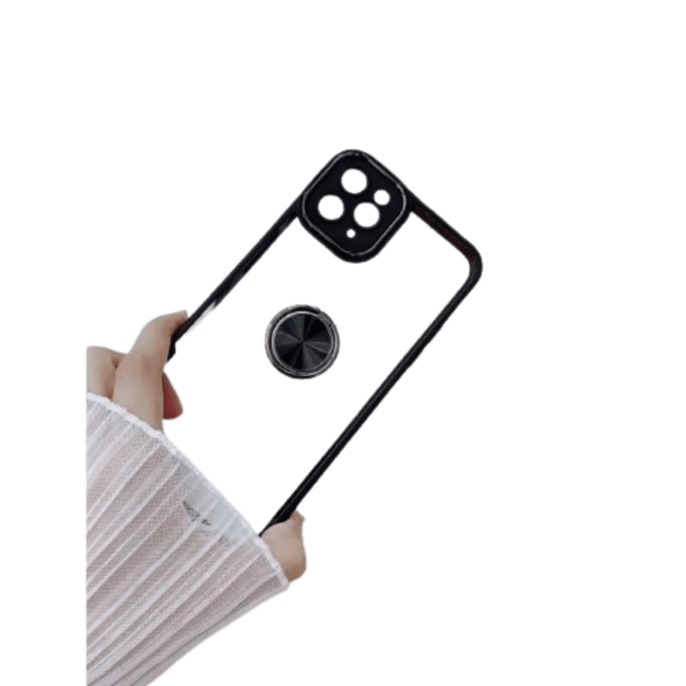 Funda para Honor Magic 5 Lite Transparente Cromado Negro Antishock Resistente ante Caídas y Golpes