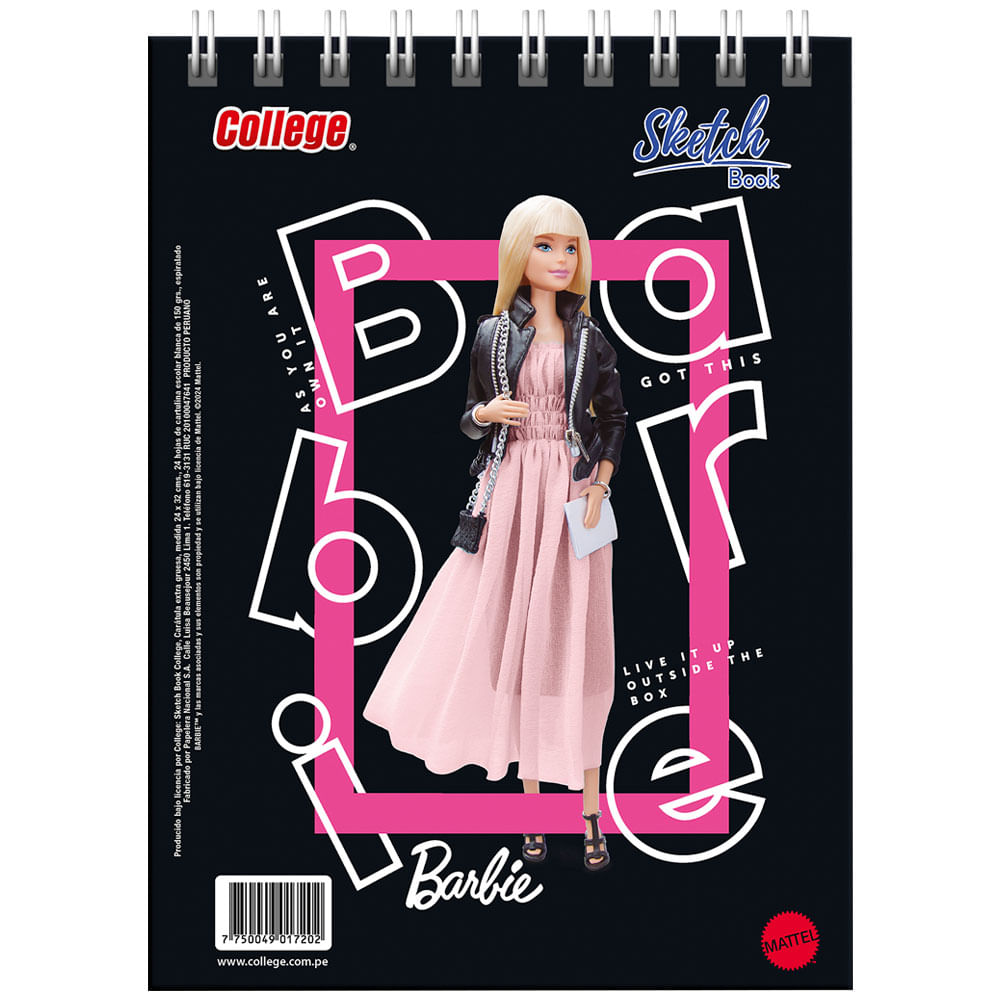 Sketch Book COLLEGE Barbie A4 24 Hojas (Modelos Aleatorios)