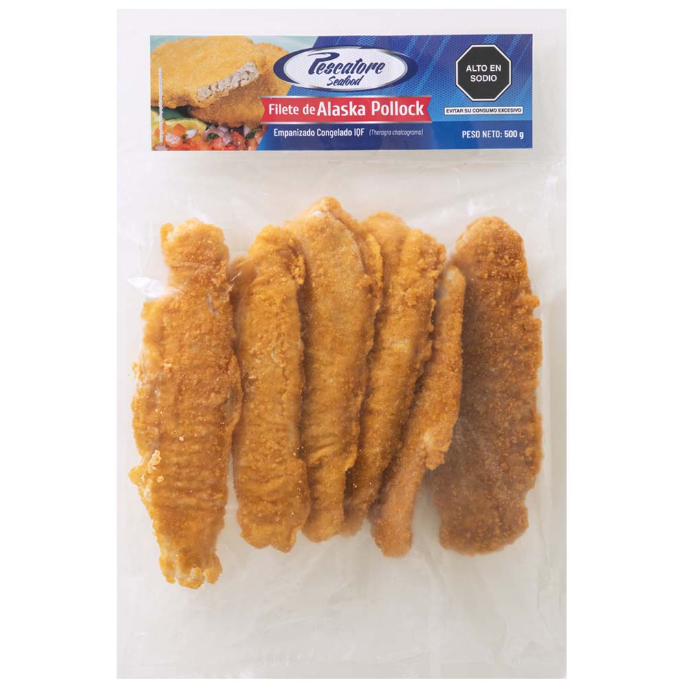 Filete Empanizado Alaska Pollock PESCATORE Bolsa 500g