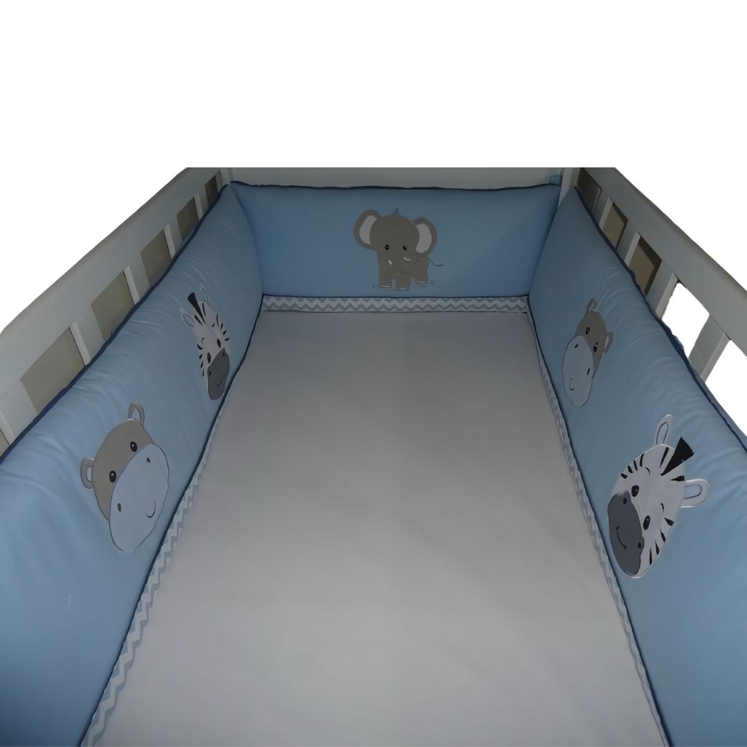 Protector Lateral Parachoques de Cuna BABYTU Diseño Safary Celeste