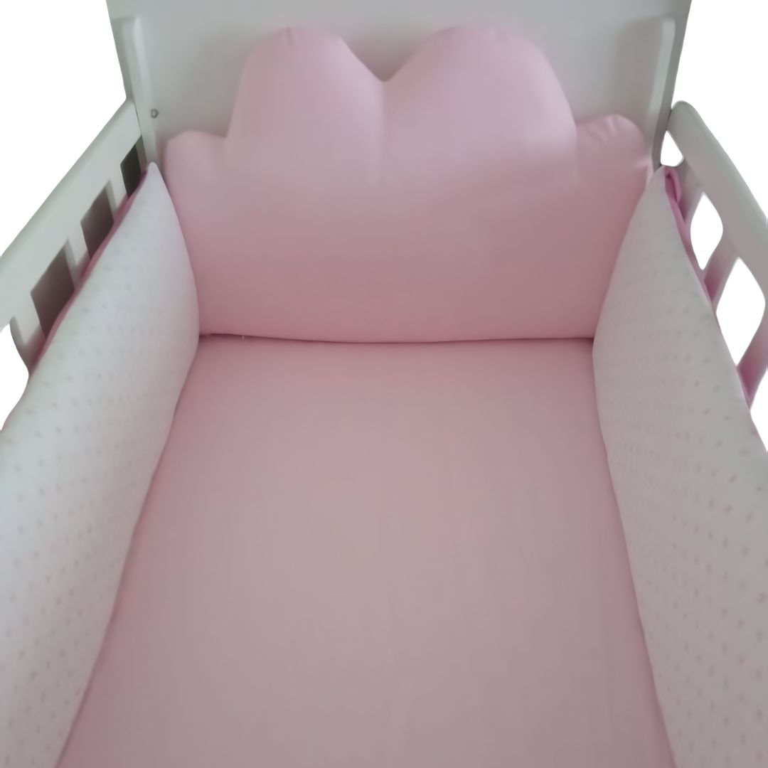Protector Lateral Parachoques de Cuna BABYTU Diseño Nube cabecera Rosa