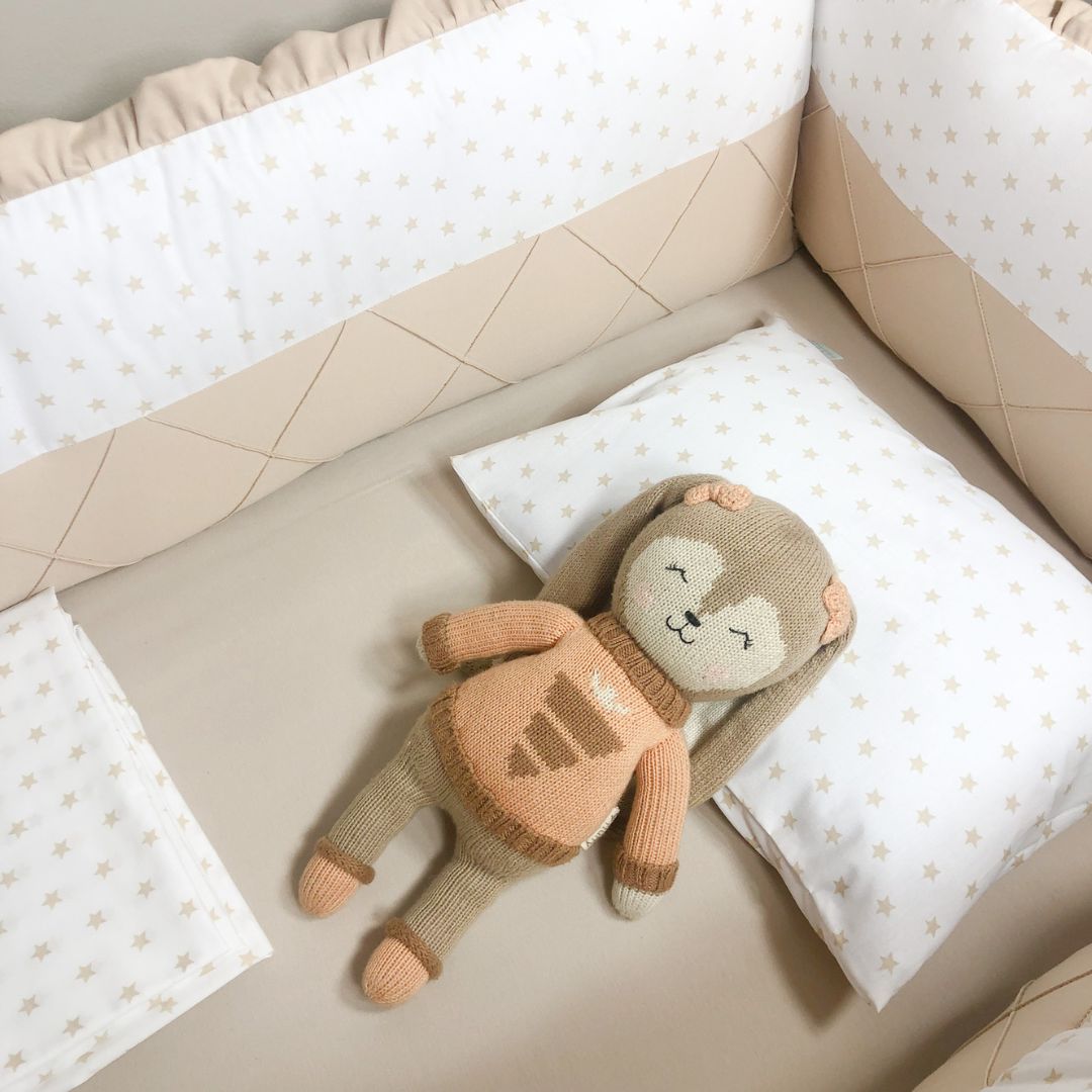 Protector Lateral Parachoques de Cuna BABYTU Diseño  Beige y estrellitas