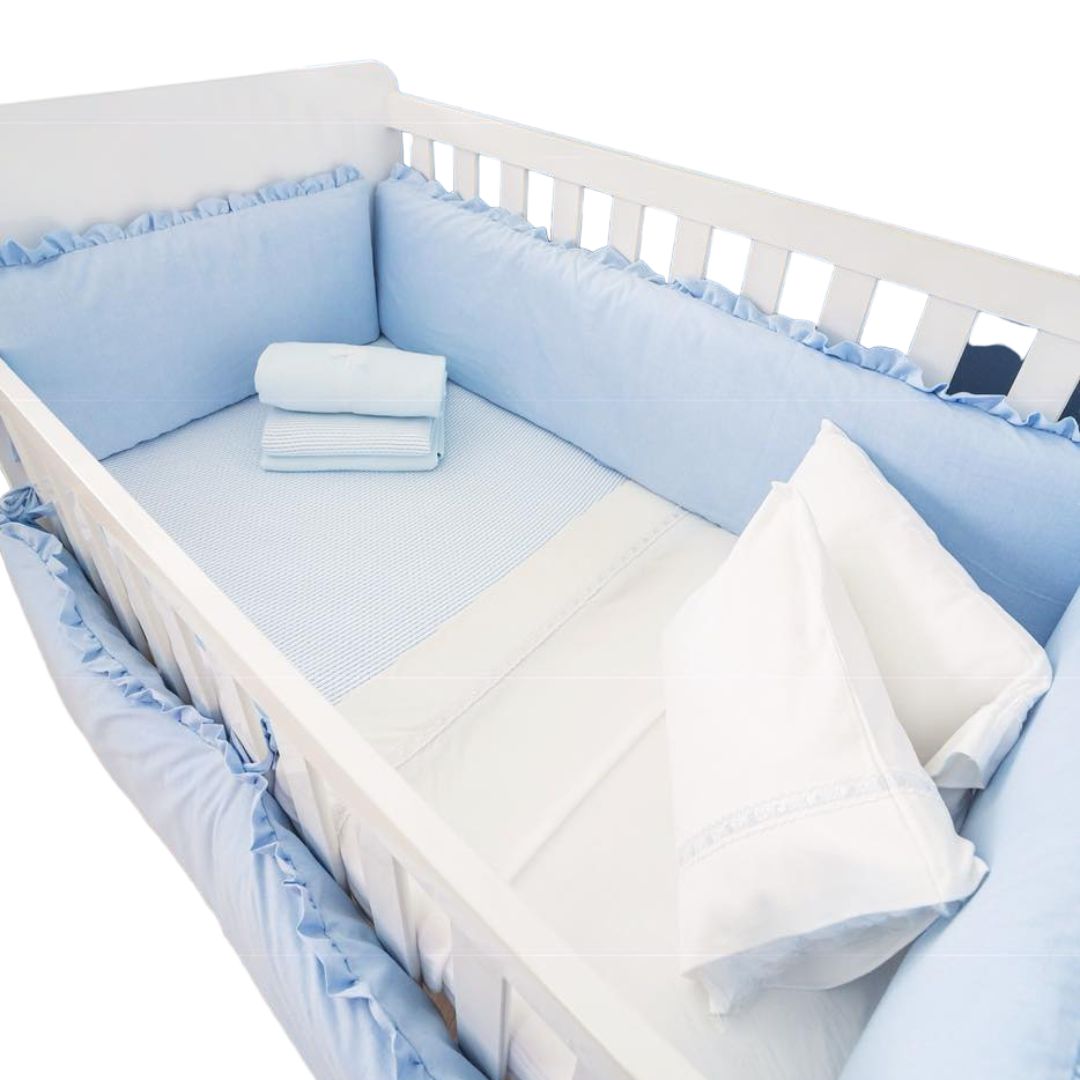 Protector Lateral Parachoques de Cuna BABYTU Diseño Clasico Celeste bebe