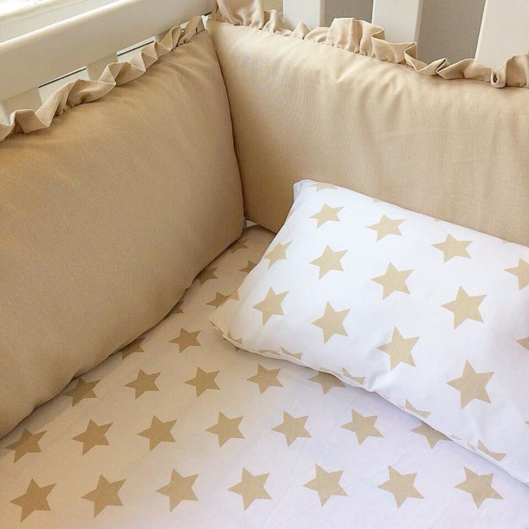 Protector Lateral Parachoques de Cuna BABYTU Diseño Clasico Beige