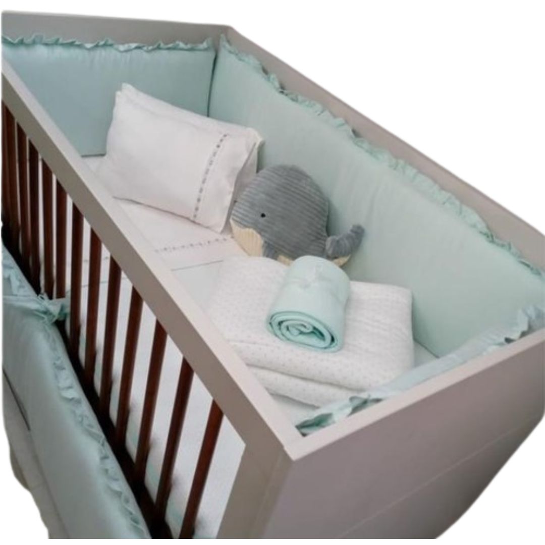 Protector Lateral Parachoques de Cuna BABYTU Diseño Clasico Verde Aqua