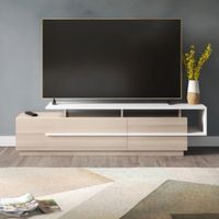 Mesa Moderna de TV Norris color Duna/Blanco TU MESITA 2 puertas