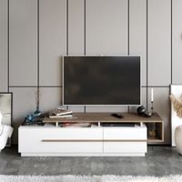 Mesa Moderna de TV Norris color Blanco/Marrón TU MESITA 2 puertas