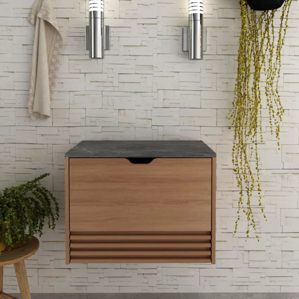 Gabinete para Baño Rosalí color Marrón/Gris 1 cajón 1 puerta TU MESITA