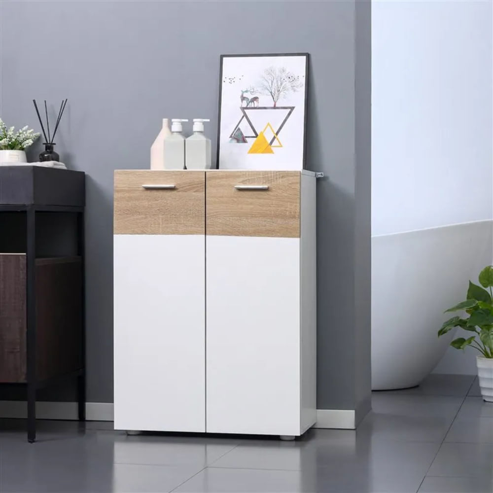 Mueble para Baño Steve Multiusos color Blanco/Roble 2 puertas TU MESITA