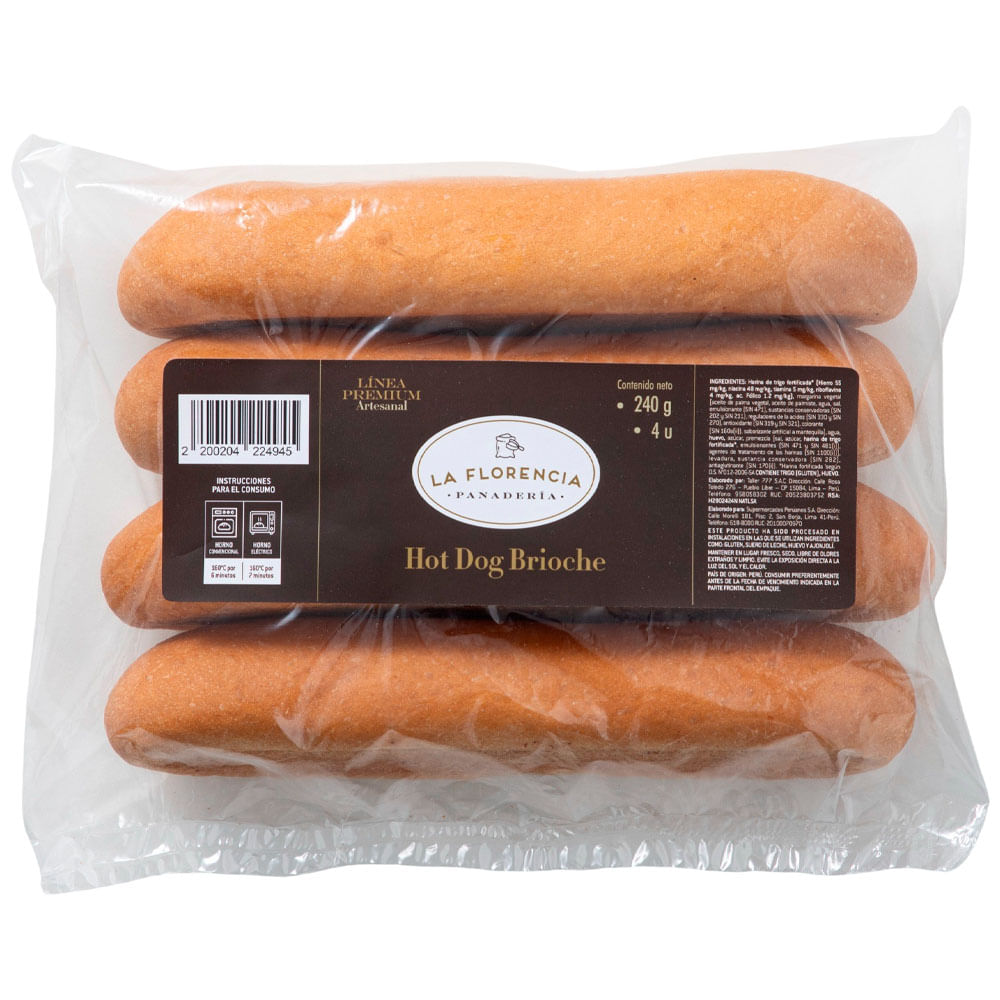 Pan Hot Dog Brioche LA FLORENCIA Bolsa 4un
