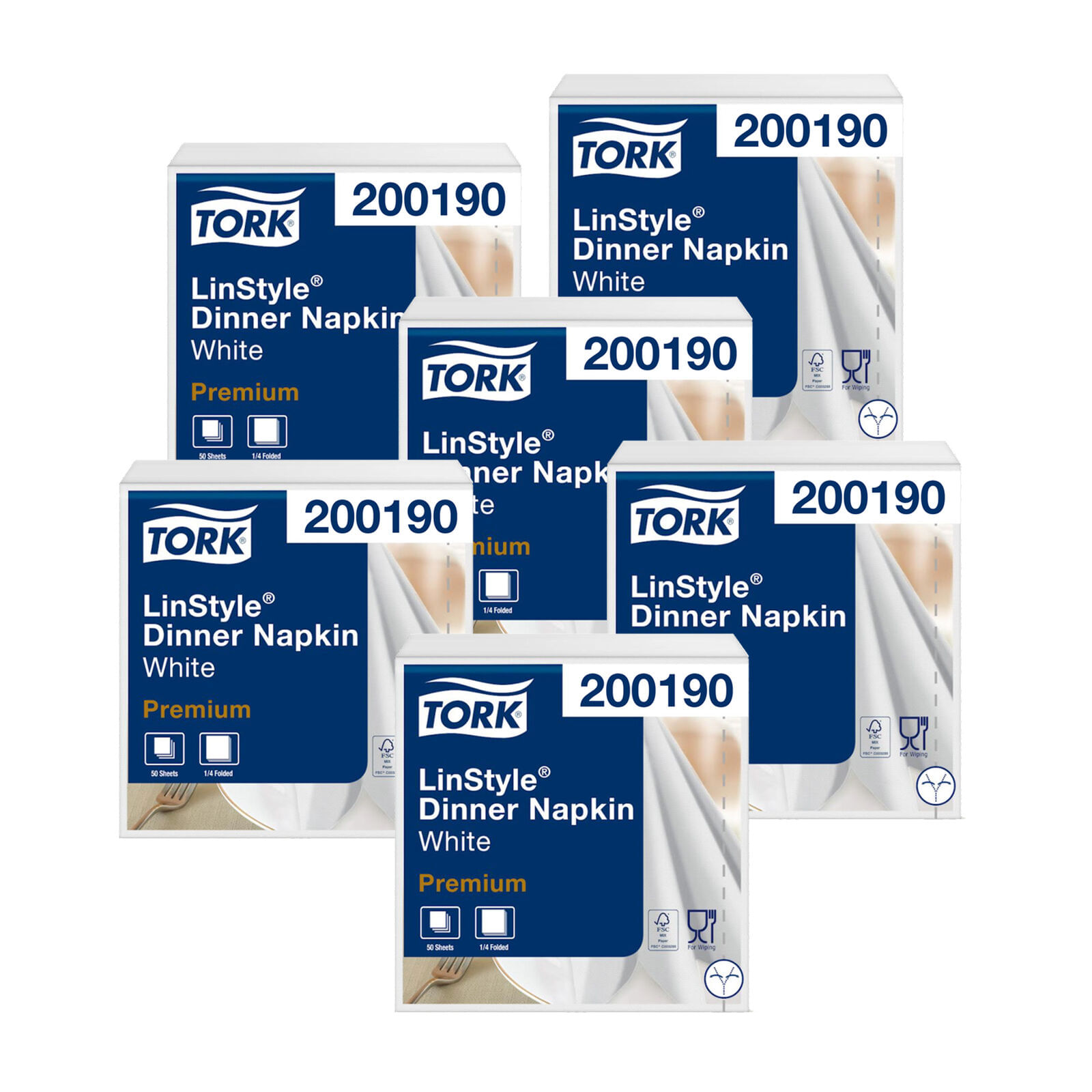 Servilleta Tipo Tela Tork Linstyle Blanca 6paq x50un