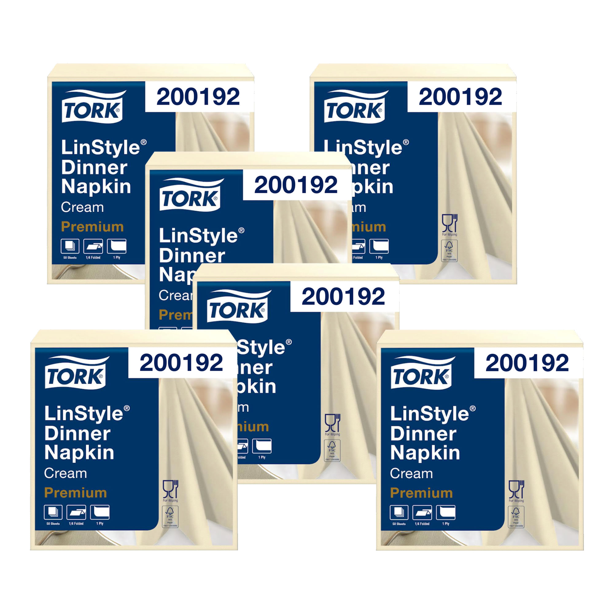 Servilleta Tipo Tela Tork Linstyle Crema 6 paq x50
