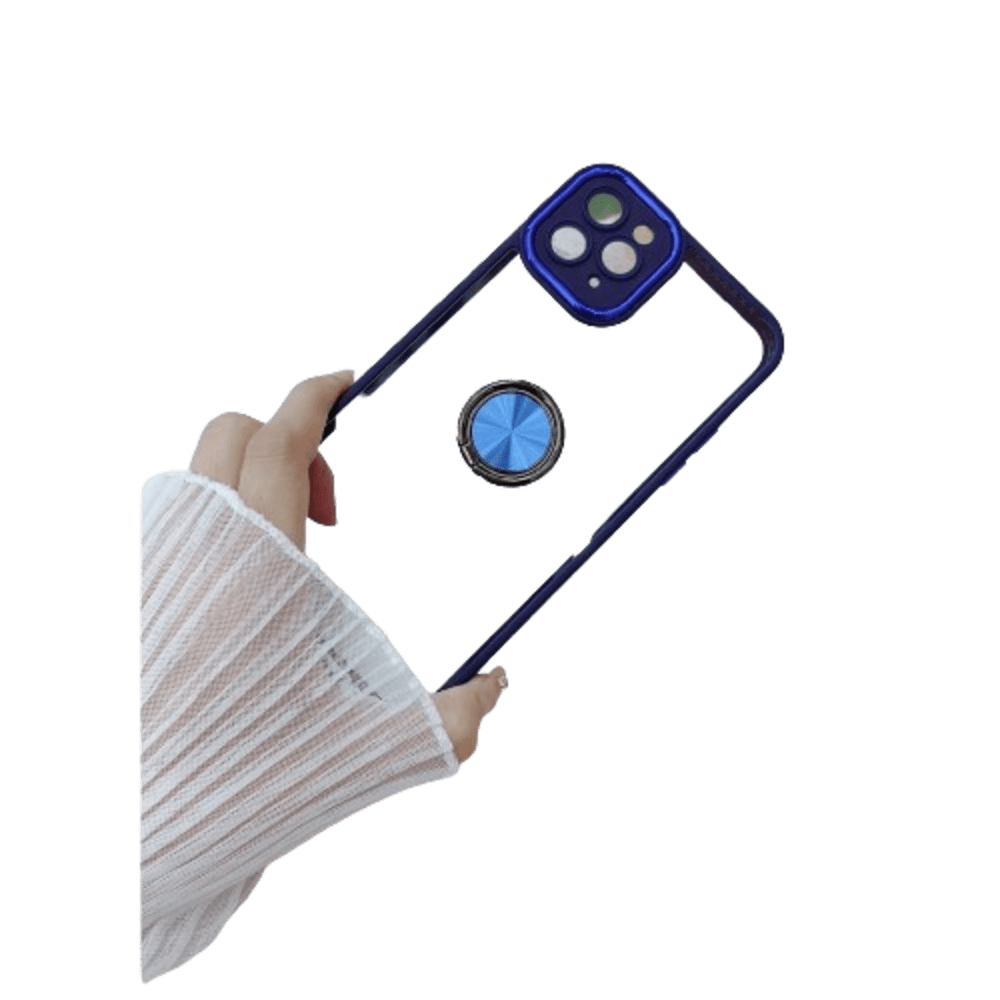 Funda Case para Samsung A52 Transparente Cromado Azul Antishock Resistente ante Caídas y Golpes