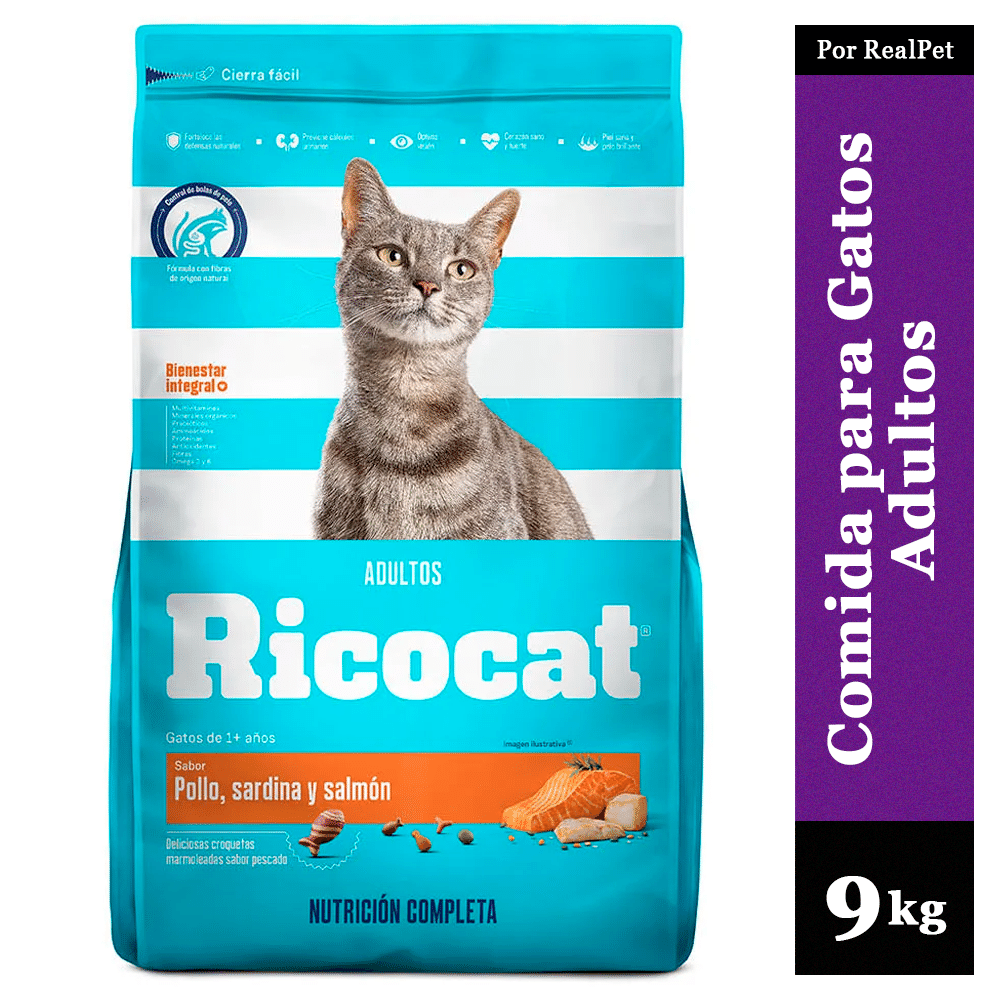 Comida para Gato Adulto Ricocat Pollo Sardina y Salmón 9 kg