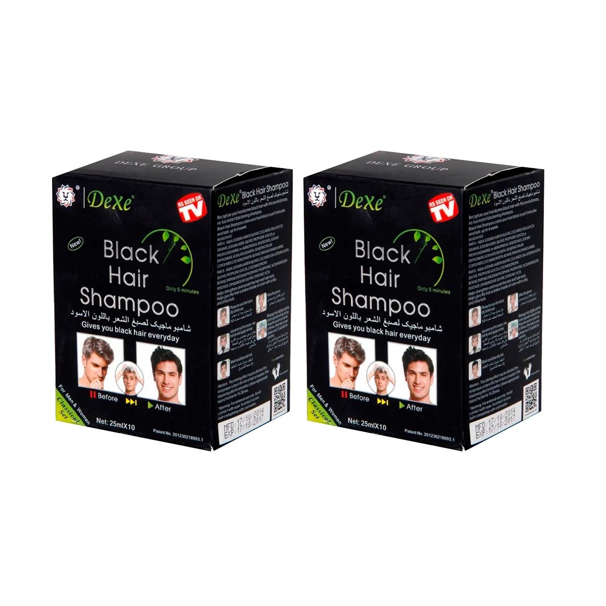 Black Hair Shampoo Dexe 25ml x 10 2 Unidades